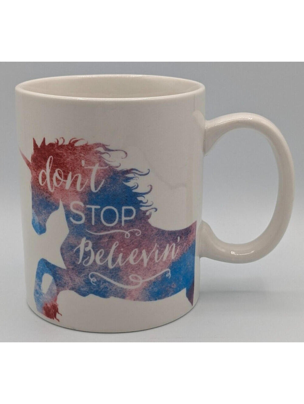 P. Graham Dunn "Don't Stop Believin'" Unicorn Mug - Pink & Blue, 12 oz